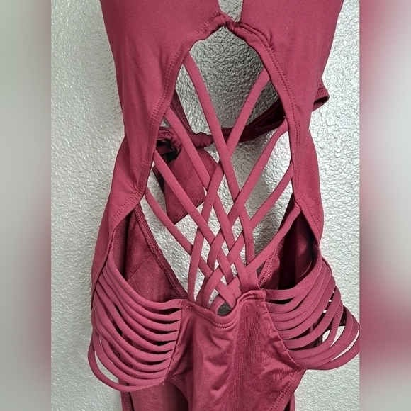 Maroon One Piece With Strappy Cut Outs - Picture 2 of 5